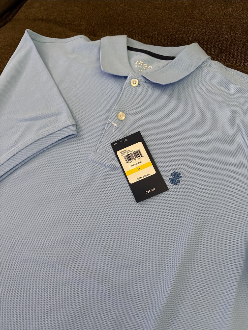 Izod Men's Light Blue Stretch Short Sleeve Shirt. Size M